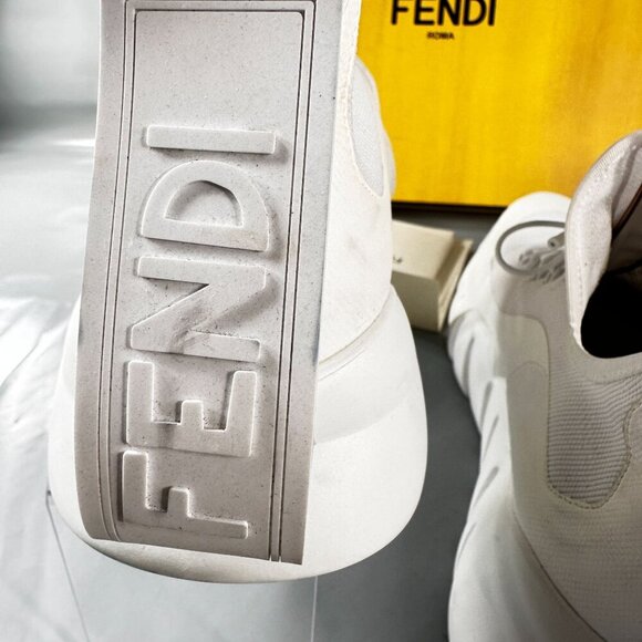 Fendi Vocabulary Technical Sneakers Mesh Knit High Top Shoes White Men Size 10 - Picture 14 of 16